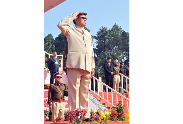 The Governor of Arunachal Pradesh Shri JP Rajkhowa inspecting the parade, during 67th Republic day celebration at Indira Gandhi Park, Itanagar on 26th January 2016.